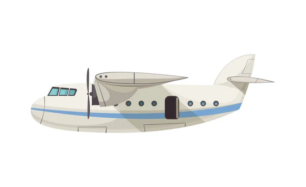 Cartoon Propeller Vliegtuig Zijaanzicht Vector Illustratie — Stockvector