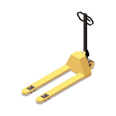 El paleti deposu ekipmanları izometrik ikon 3d vektör illüstrasyonu