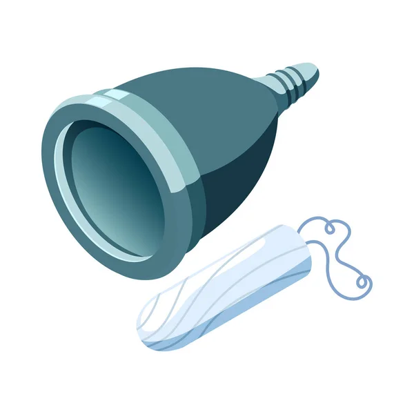 Icono Isométrico Copa Menstrual Tampón Sobre Fondo Blanco Vector Ilustración — Vector de stock