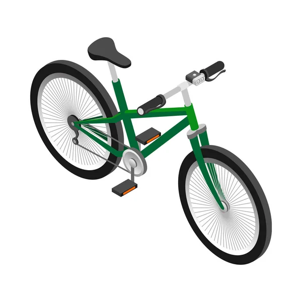 Ισομετρική Πράσινο Εικονίδιο Ποδηλάτου Διανυσματική Απεικόνιση — Διανυσματικό Αρχείο