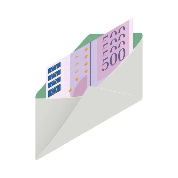 Icône Isométrique Monétaire Avec Billets Dans Enveloppe Illustration Vectorielle — Image vectorielle