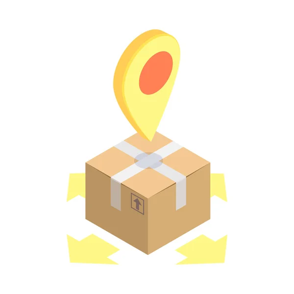 Isometric Ecommerce Goods Delivery Icon Cardboard Box Vector Illustration — Stock Vector