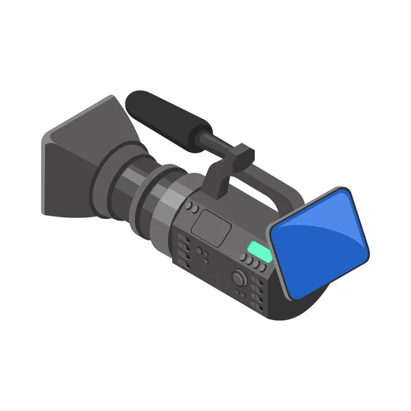 Professional Video Camera Back View Isometric Icon Vector Illustration — 스톡 벡터
