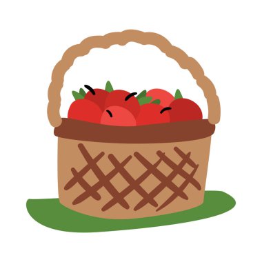 Olgun kırmızı elma vektörü illüstrasyonlu eko çiftçilik düz simgesi