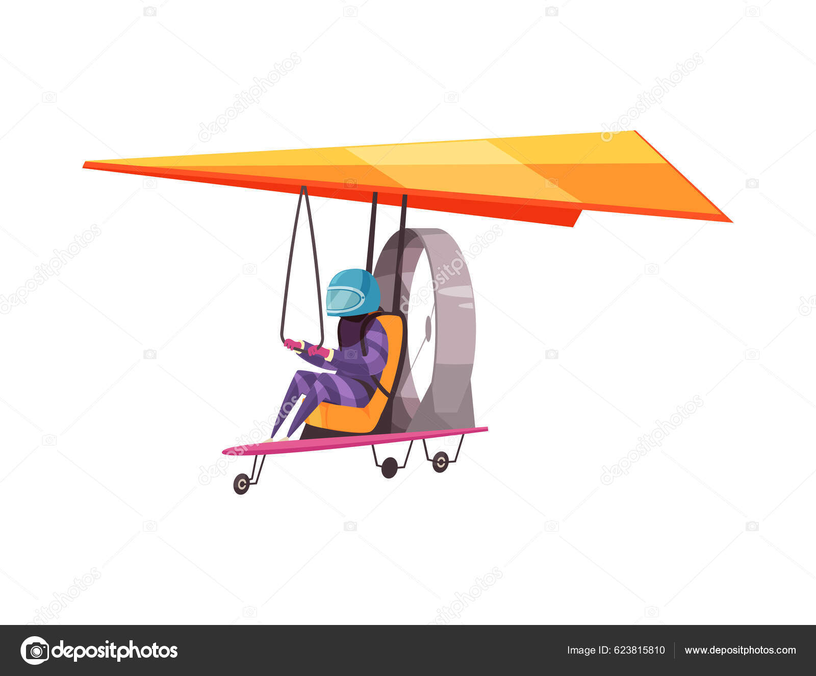 Ultraligero Triciclo Volando Con Ilustración Vectores Dibujos