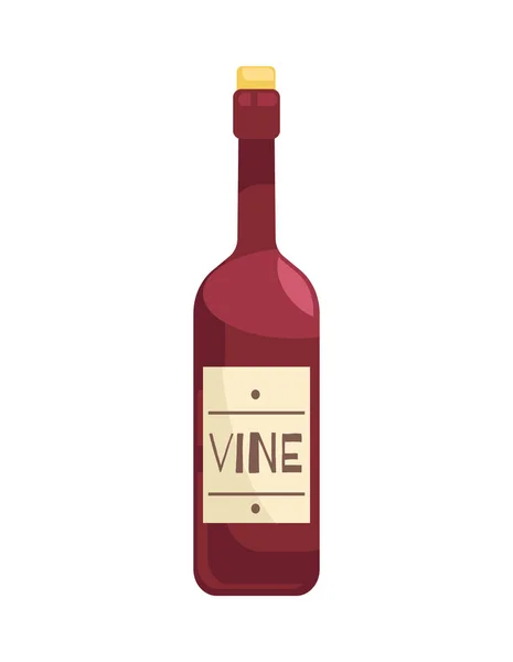 Botella Vino Plana Sobre Fondo Blanco Vector Ilustración — Archivo Imágenes Vectoriales