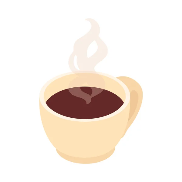 Isometrica Tazza Caffè Caldo Icona Sfondo Bianco Vettoriale Illustrazione — Vettoriale Stock