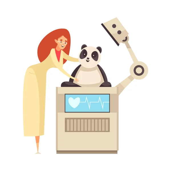 Modern Science Laboratory Innovative Equipment Examination Treatment Animals Cute Panda — Stock Vector