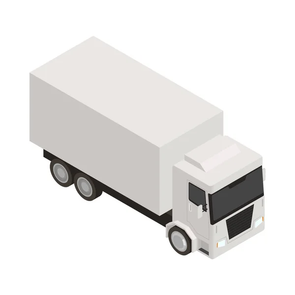 Camión Entrega Blanca Isométrica Blanco Fondo Vector Ilustración — Vector de stock