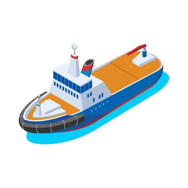 Isometric Cargo Ship White Background Vector Illustration — Stock Vector