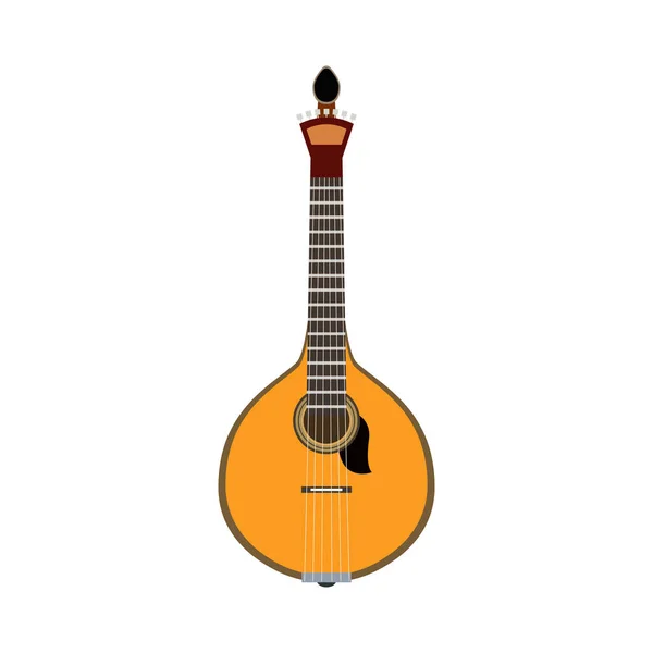 Guitarra Portuguesa Plana Vihuela Sobre Fundo Branco Ilustração Vetorial — Vetor de Stock