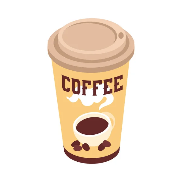 Isometric Plastic Cup Fresh Coffee Vector Illustration — Stock Vector