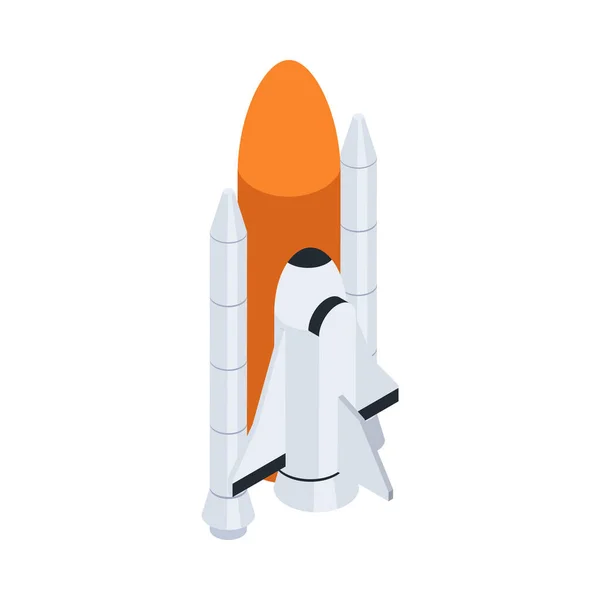 Spacecraft Isometric Icon White Background Vector Illustration — Stock Vector