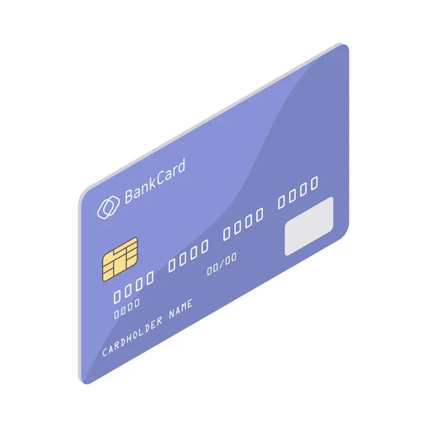 Banking Isometric Icon Plastic Credit Card White Background Vector Illustration — Stock Vector