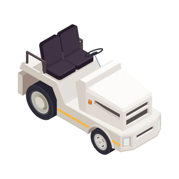 Ilsometric White Airport Vehicle Vector Illustration - Stok Vektor