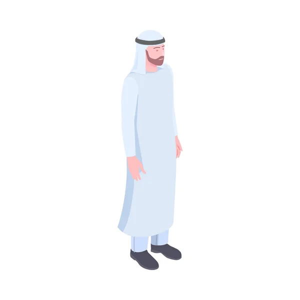Izometryczny Charakter Człowieka Arabskiego Tradycyjnej Odzieży Wektor Ilustracji — Wektor stockowy