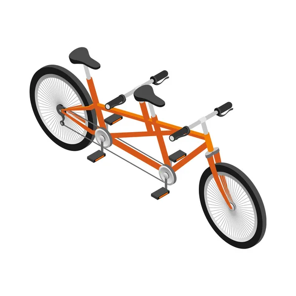 Изометрический Оранжевый Тандем Велосипед Белом Фоне — стоковый вектор