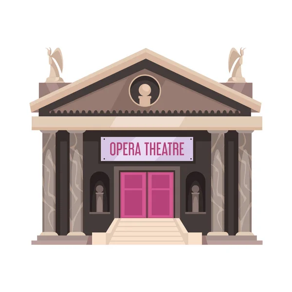 Ópera Teatro Edifício Entrada Com Colunas Cartoon Vetor Ilustração — Vetor de Stock