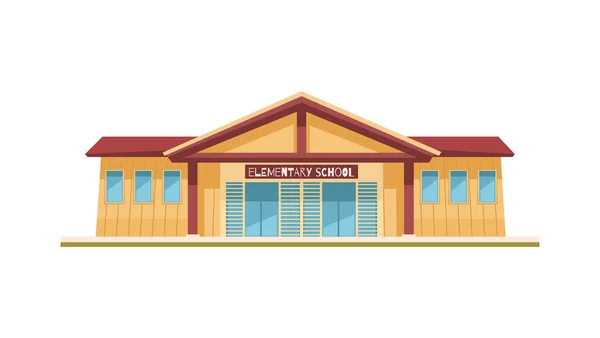 Desenhos Animados Edifício Escola Primária Sobre Fundo Branco Ilustração Vetorial — Vetor de Stock