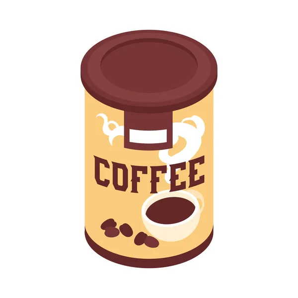 Isometrische Pot Instant Koffie Witte Achtergrond Vector Illustratie — Stockvector