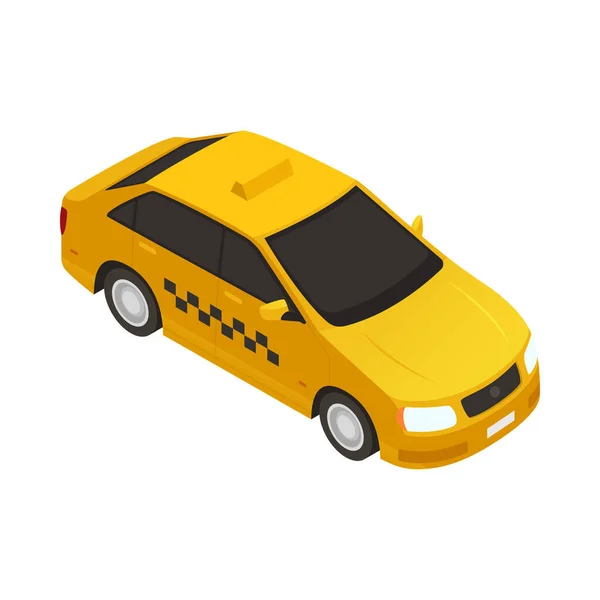 Yellow Taxi Car White Background Isometric Vector Illustration — Stock Vector