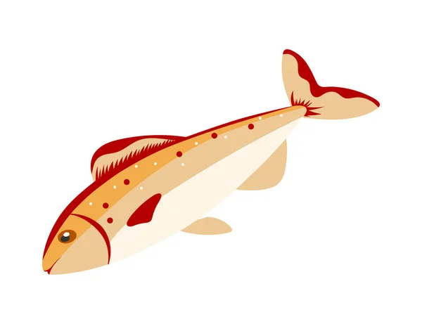 Isometric Salmon Ikan Pada Latar Belakang Putih Vektor Ilustrasi - Stok Vektor