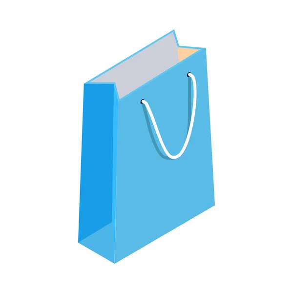 Carta Blu Shopping Bag Icona Isometrica Vettoriale Illustrazione — Vettoriale Stock