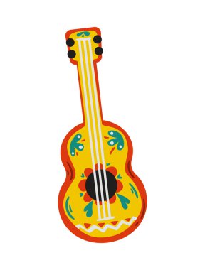 Düz stil vektör illüstrasyonunda renkli ukulele gitar