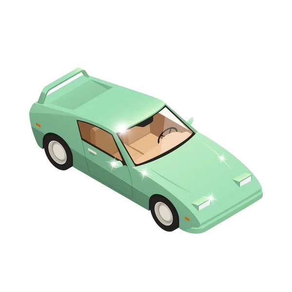 Car Dealership Isometric Icon New Shiny Automobile Vector Illustration — Stock Vector