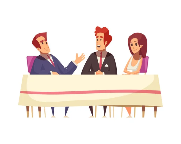 Personnes Communiquant Table Banquet Illustration Vectorielle Dessin Animé — Image vectorielle
