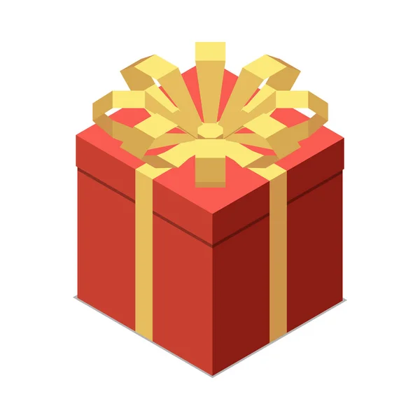 Изометрическая Красная Подарочная Коробка Трехмерной Векторной Иллюстрацией — стоковый вектор