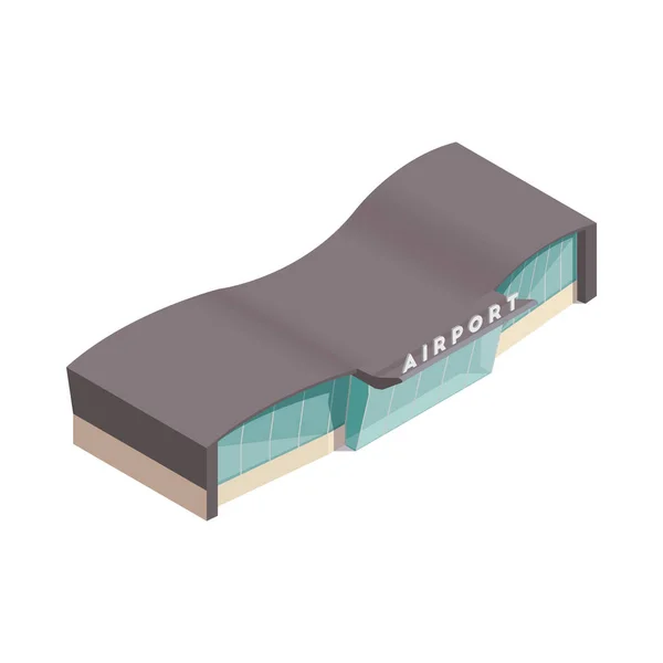 Isometrisches Flughafengebäude Außensymbol Vektor Illustration — Stockvektor