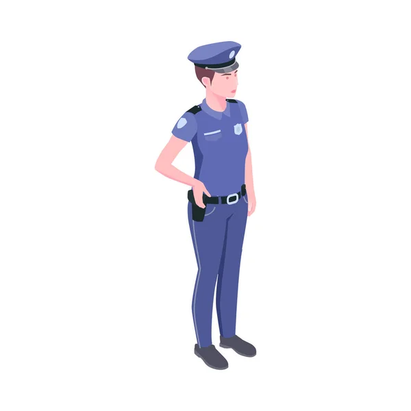 Isometric Female Police Officer Uniform Vector Illustration — Stock Vector