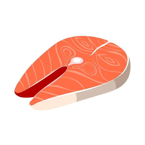 Raw Salmon Steak White Background Isometric Vector Illustration — Stock Vector