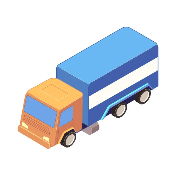 Isometrische Gekleurde Levering Vrachtwagen Witte Achtergrond Vector Illustratie — Stockvector