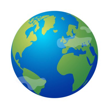 Beyaz arkaplan 3 boyutlu vektör illüstrasyonunda Isometric Earth gezegen simgesi