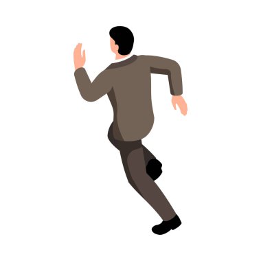 Çalışan işadamı izometrik erkek karakter arka görünümü 3d vektör illüstrasyonu