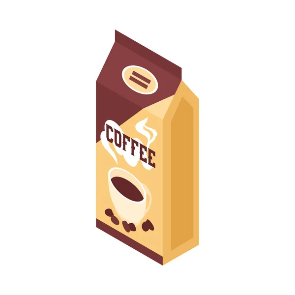 Isometrische Packung Gemahlenen Kaffees Auf Weißem Hintergrund Vektorillustration — Stockvektor