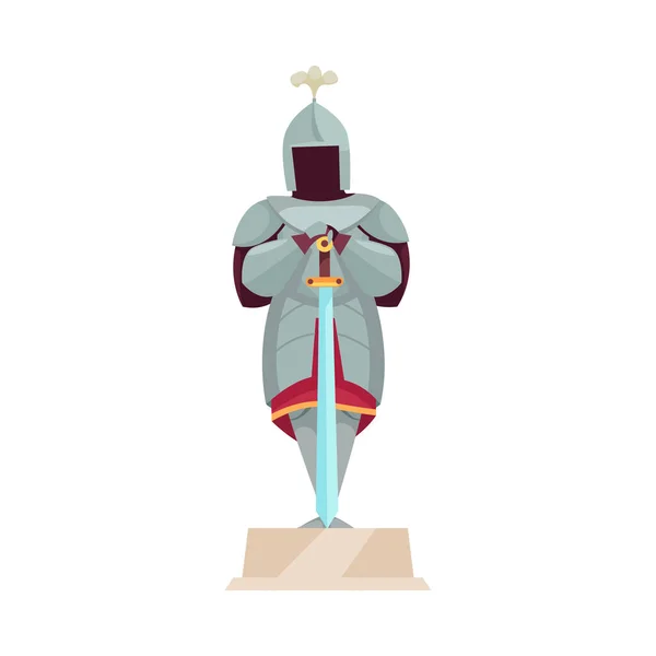 Kılıçlı Ortaçağ Şövalye Zırhı Vektör Çizimi — Stok Vektör