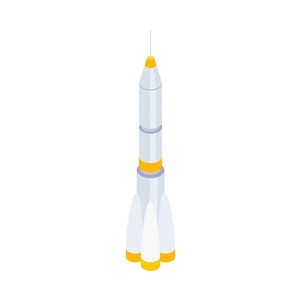 Barevný Prostor Raketová Izometrická Ikona Bílém Pozadí Vektorové Ilustrace — Stockový vektor