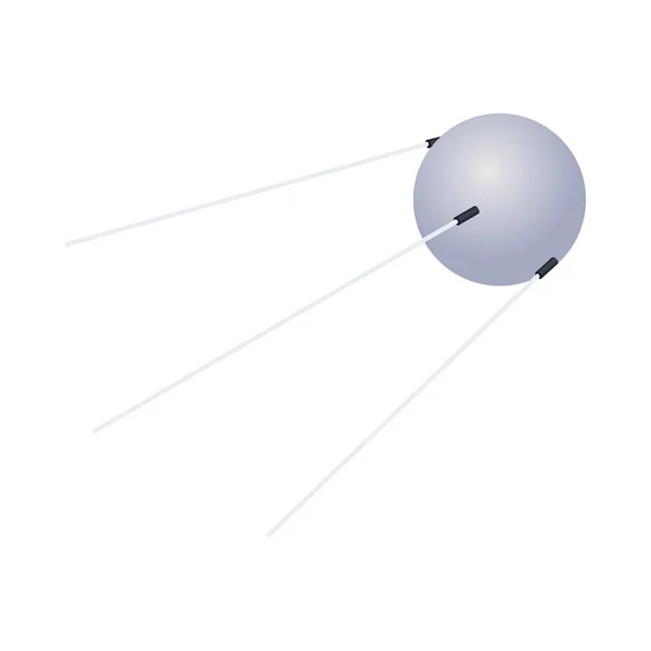 白い背景の3Dベクトル図上の最初の人工衛星等角アイコン — ストックベクタ