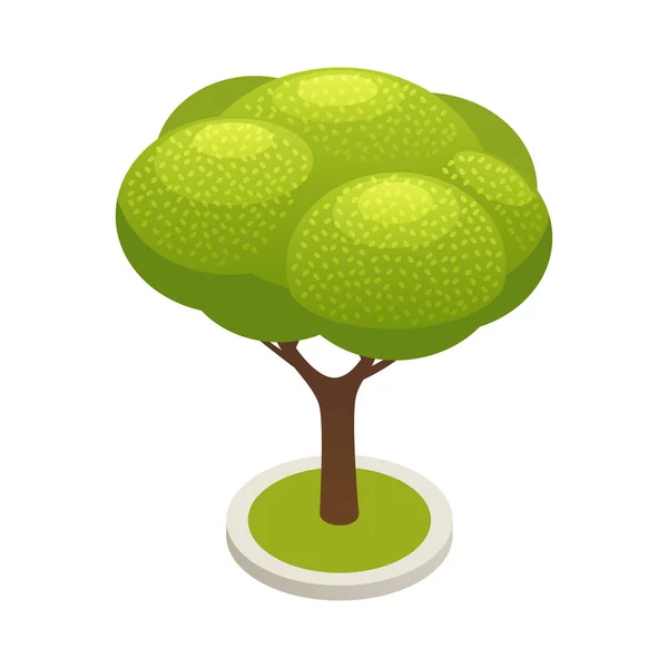 Isométrica Árvore Verde Cidade Parque Construtor Elemento Vetor Ilustração —  Vetores de Stock