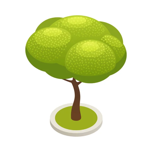 Zelené Listí Strom Město Konstruktor Izometrická Ikona Vektorové Ilustrace — Stockový vektor