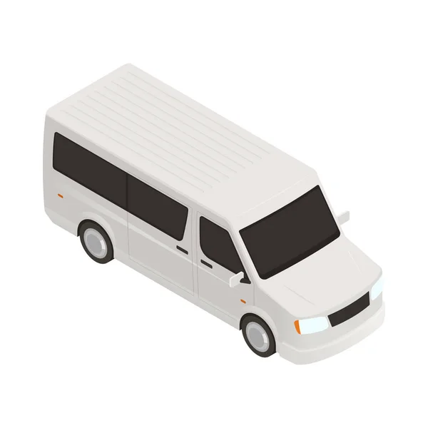 Ikon White Van Isometric Pada Ilustrasi Vektor Latar Belakang Kosong - Stok Vektor