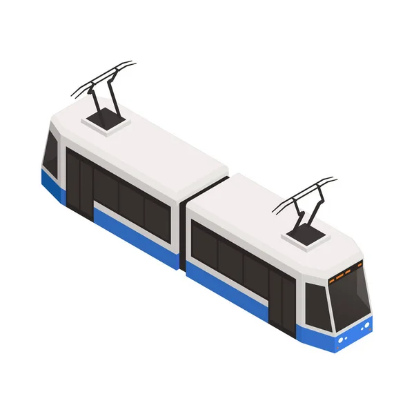 白い背景の路面電車等角アイコン3Dベクトルイラスト — ストックベクタ