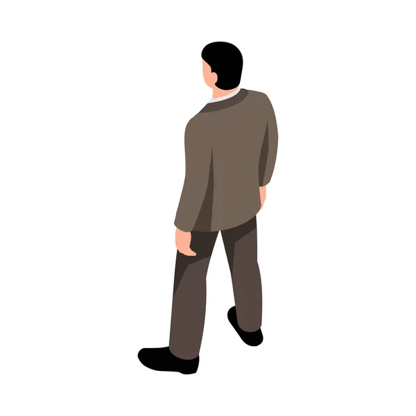 Isometrisk Man Kostym Posera Baksida Visa Vektor Illustration — Stock vektor