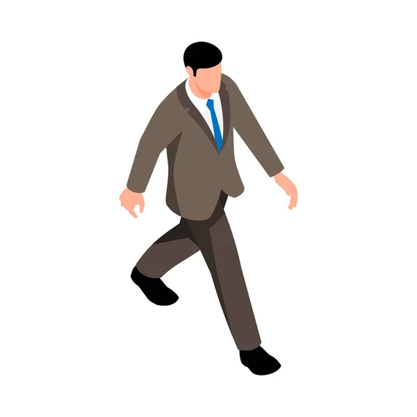 Isometric Businessman Pose Man Walking Suit Vector Illustration — Stock Vector
