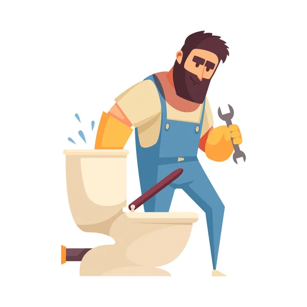 Plumber Composition Isolated Cartoon Style Home Fixture Fixing Image Blank — Stock Vector