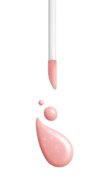 Lip Gloss Spalma Composizione Realistica Colore Con Chiodo Applicatore Glitter — Vettoriale Stock