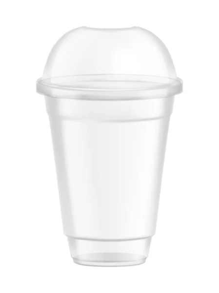 Transparente Einweg Kunststoffglaskomposition Mit Isoliertem Bild Des Getränkebehälters Auf Leerem — Stockvektor